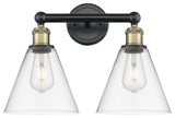 Berkshire 2-Light 17" Bath Vanity Light, Black Antique Brass Finish, Clear Shade