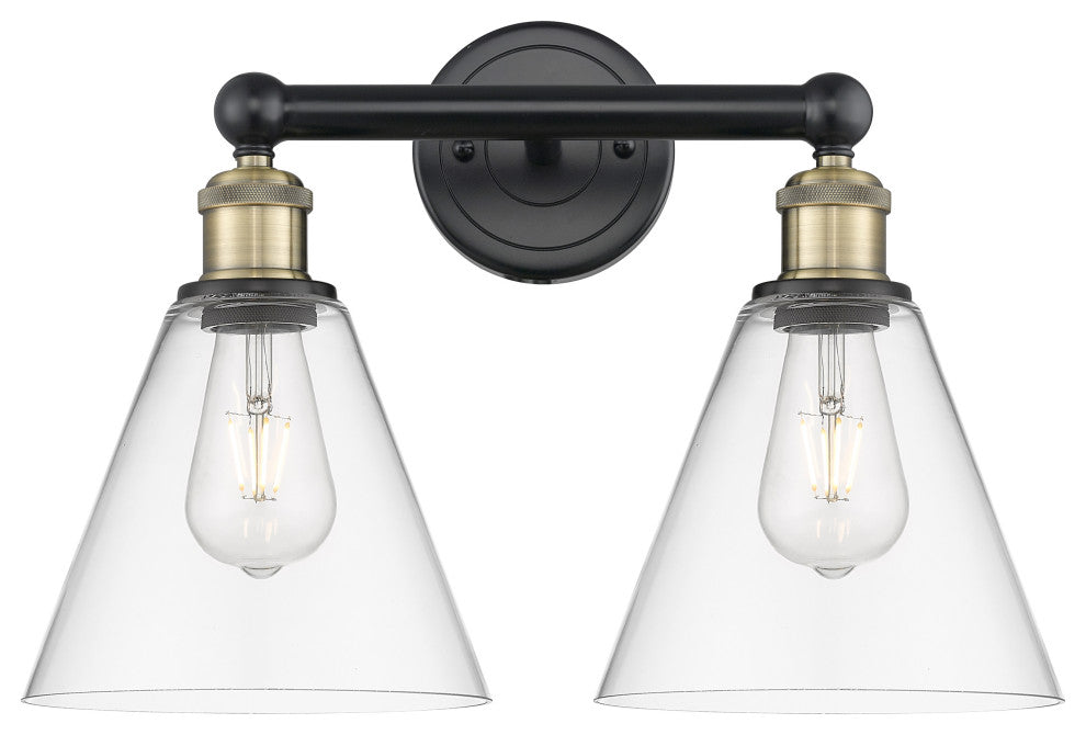 Berkshire 2-Light 17" Bath Vanity Light, Black Antique Brass Finish, Clear Shade