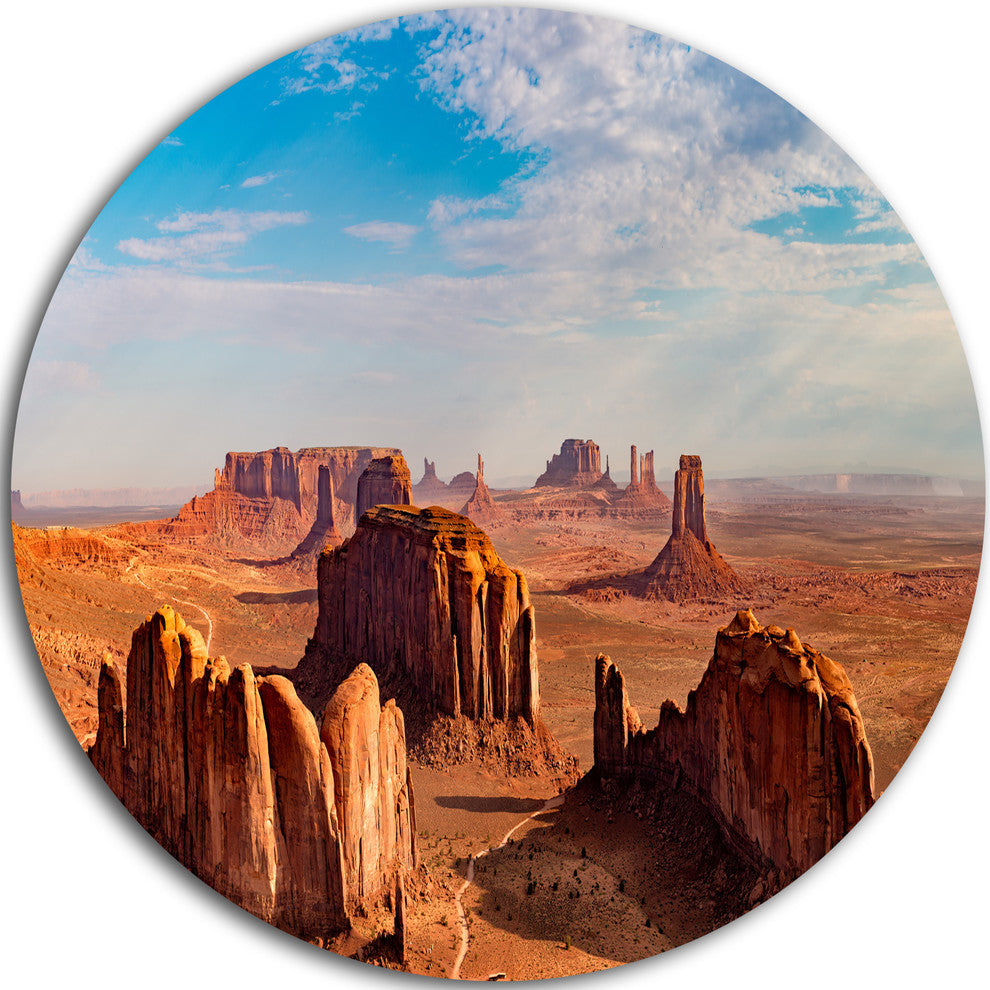 Monument Valley Aerial Sky View, Landscape Round Wall Art, 23"