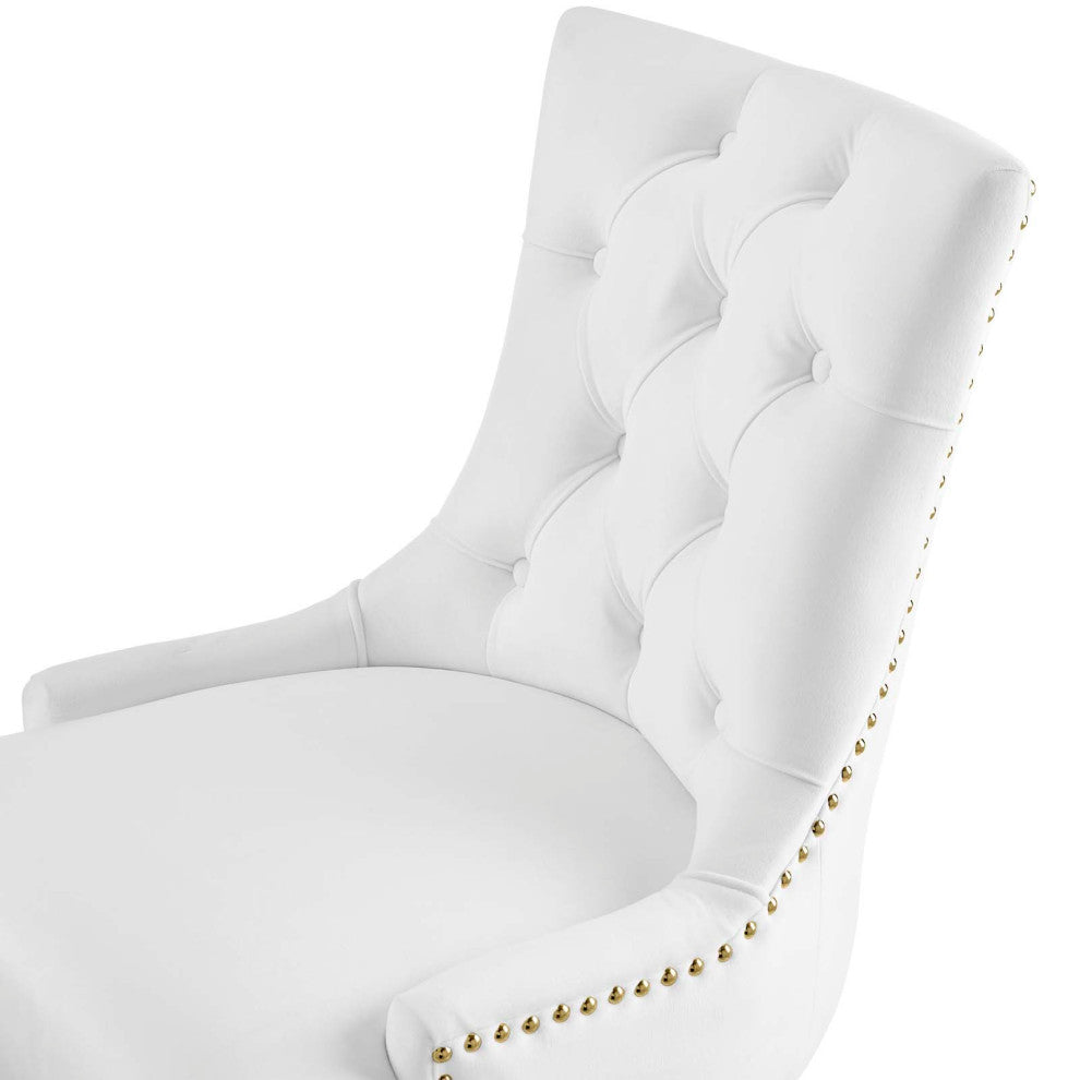 Computer Work Desk Tufted Chair, Velvet, Gold White, Home Business Office