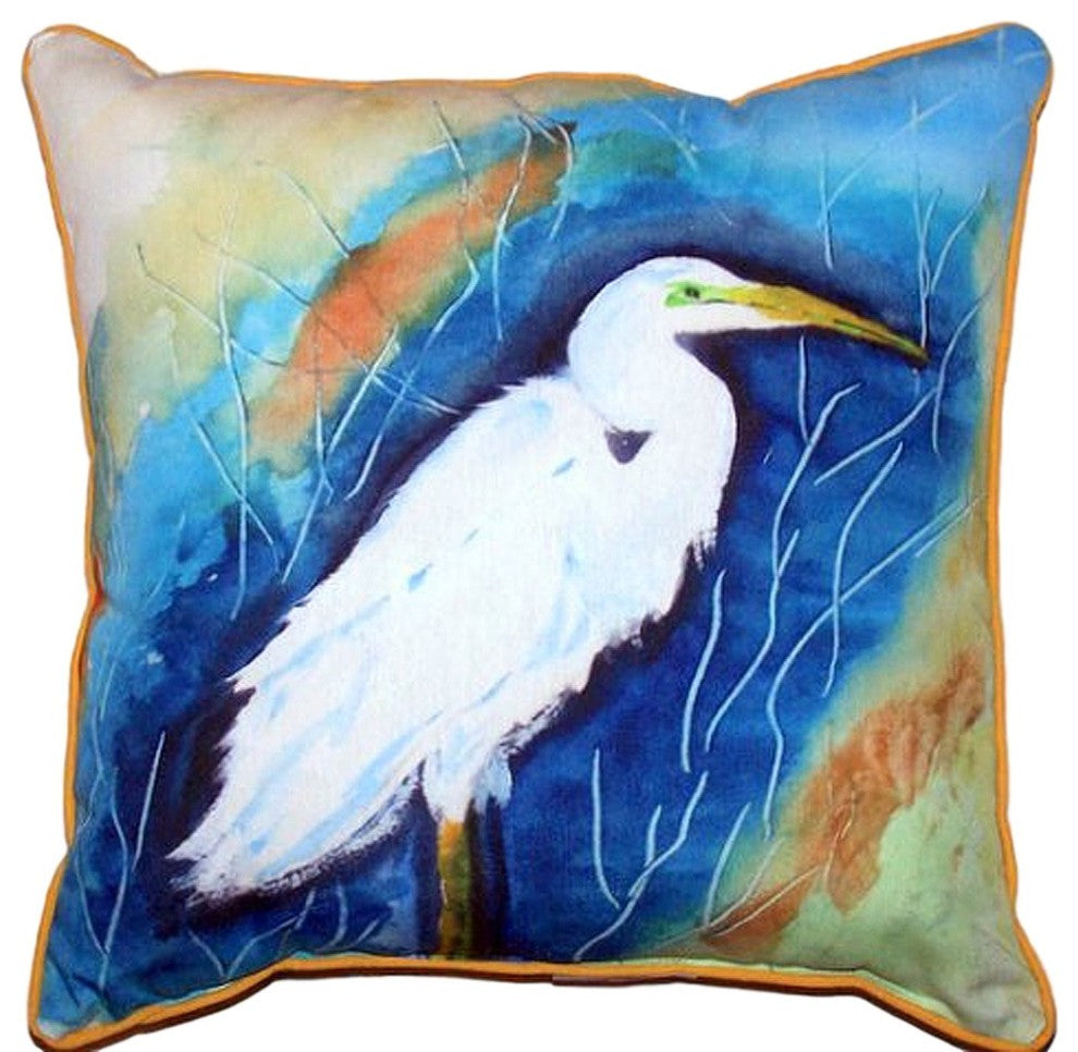 Great Egret Right Small Indoor/Outdoor Pillow 12x12 - Set of Two