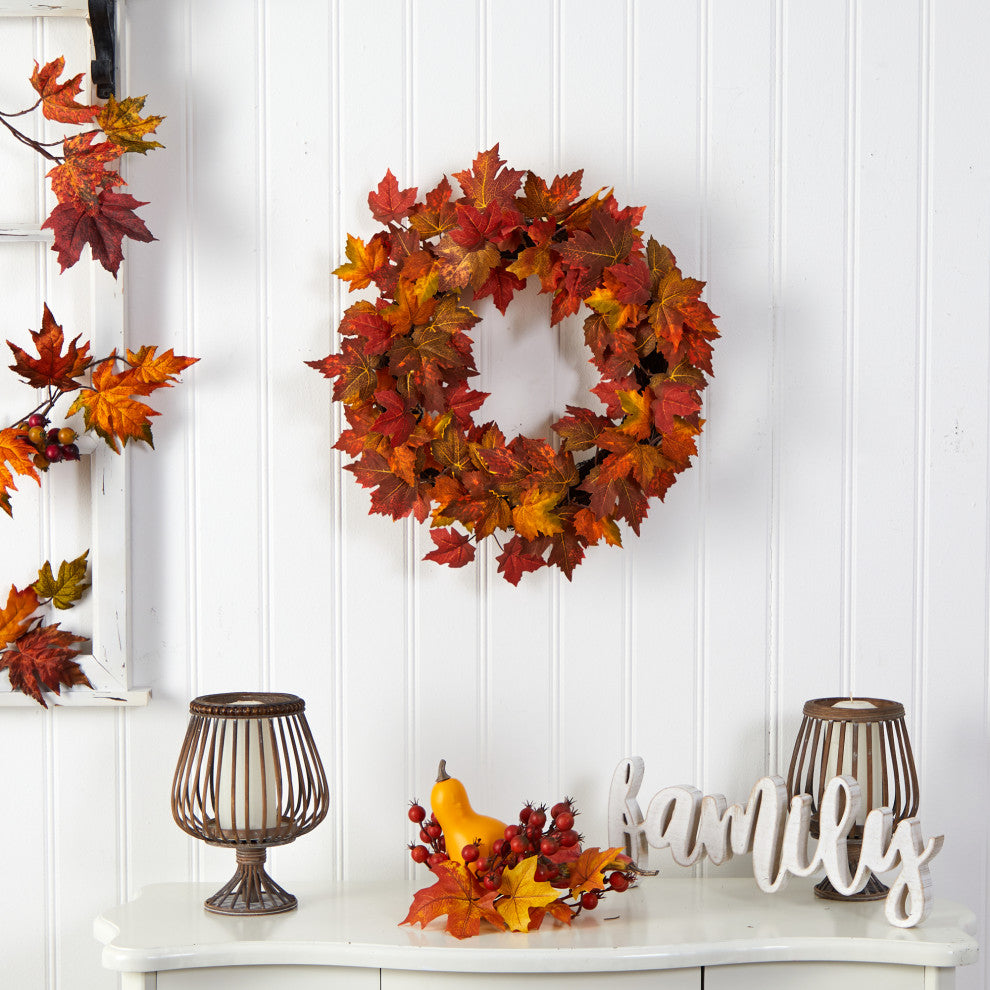 Nearly Natural W1216 22 Maple Leaf Artificial Wreath