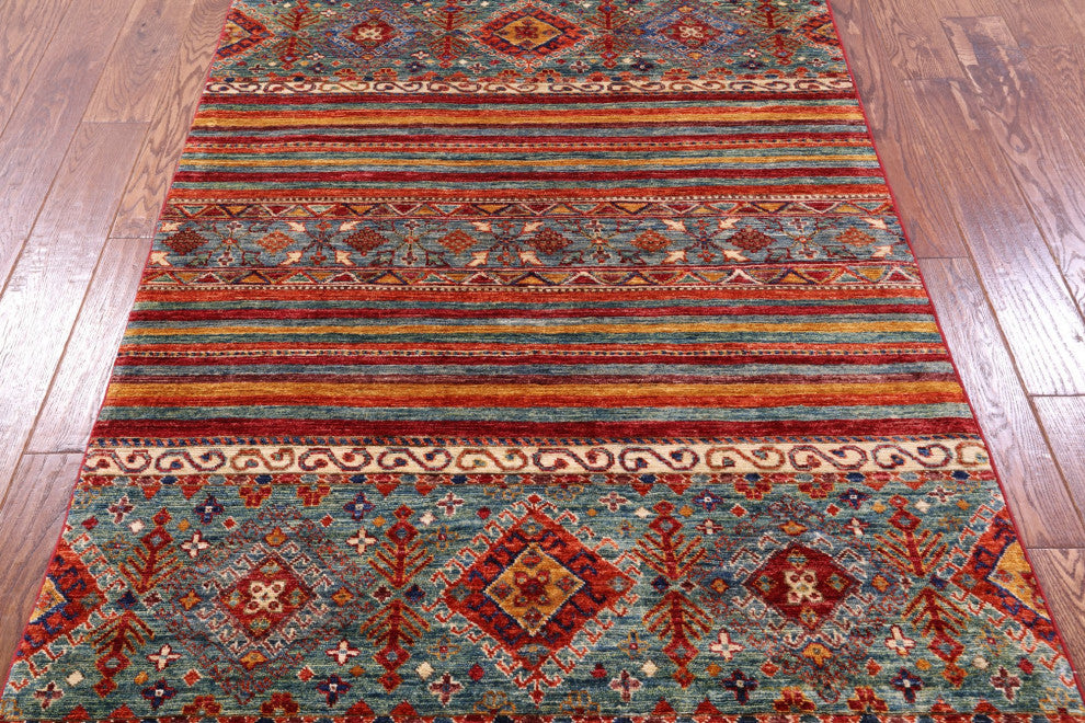 4' 0" X 6' 2" Hand Knotted Super Kazak Khorjin Rug - Q12675