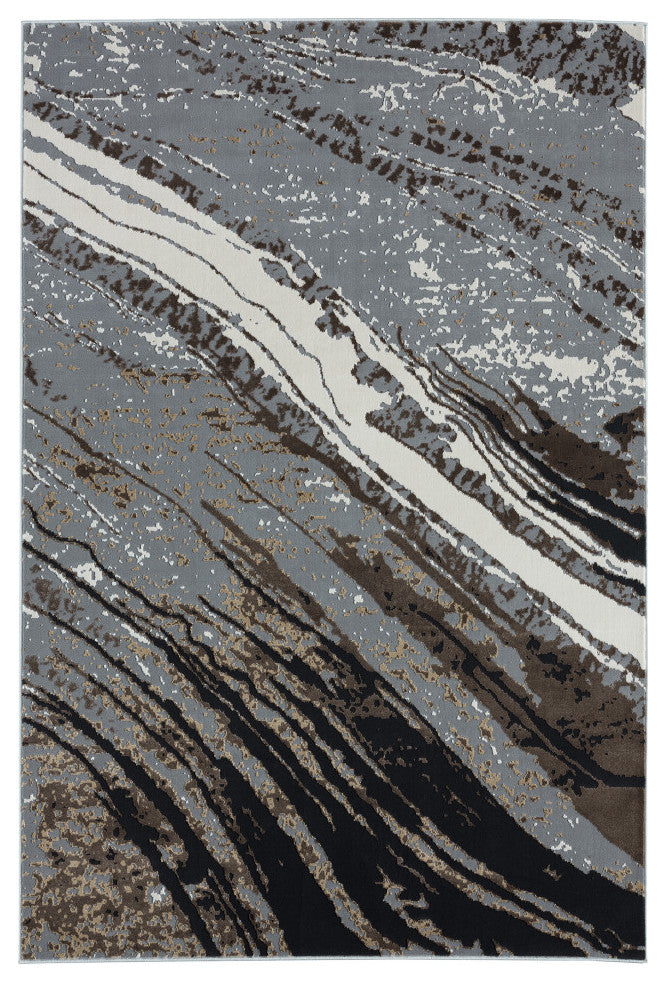 Abani Aspen Collection ASP160A Contemporary Gray Marble Area Rug