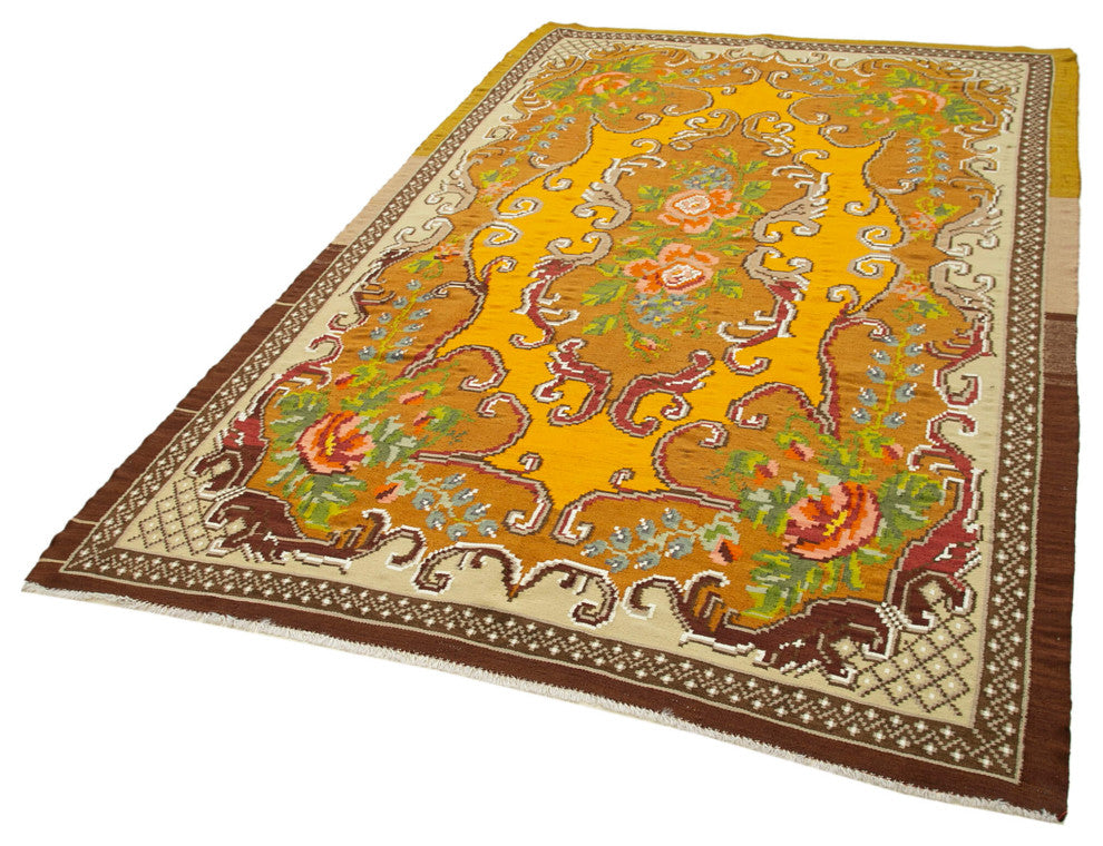 Rug N Carpet - Handmade Bessarabian 5' 9'' x 9' 3'' Antique Rose Kilim Rug
