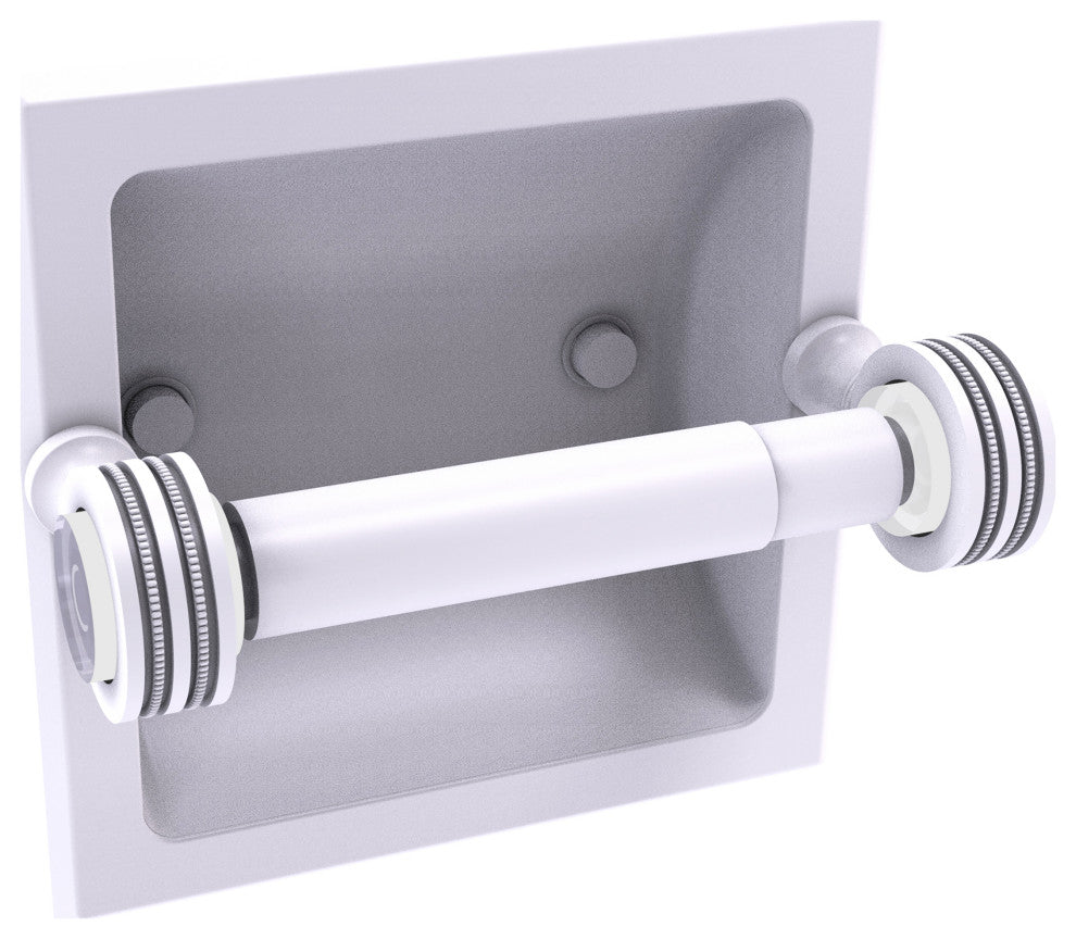 Pacific Grove Recessed Toilet Paper Holder with Dotted Accent, Matte White