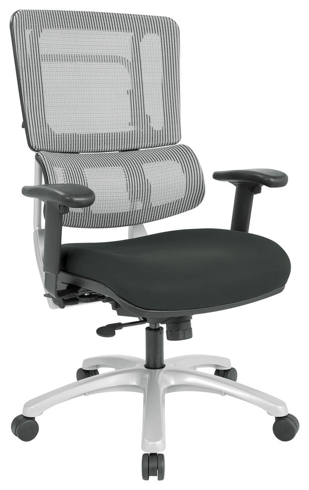 Vertical Gray Mesh Back Chair With Silver Base, Black