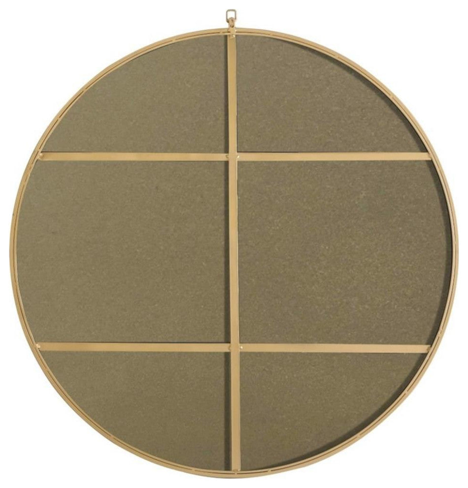 Elegant Decor Rowan 48" Round Metal Frame Hooked Mirror in Brass