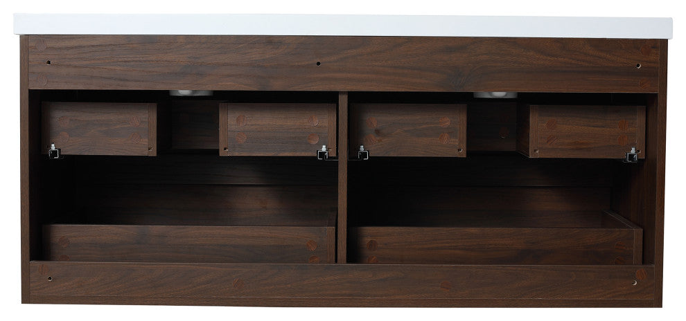 Wall-Mounted Plywood Bath Vanity Set, Integrated Sink