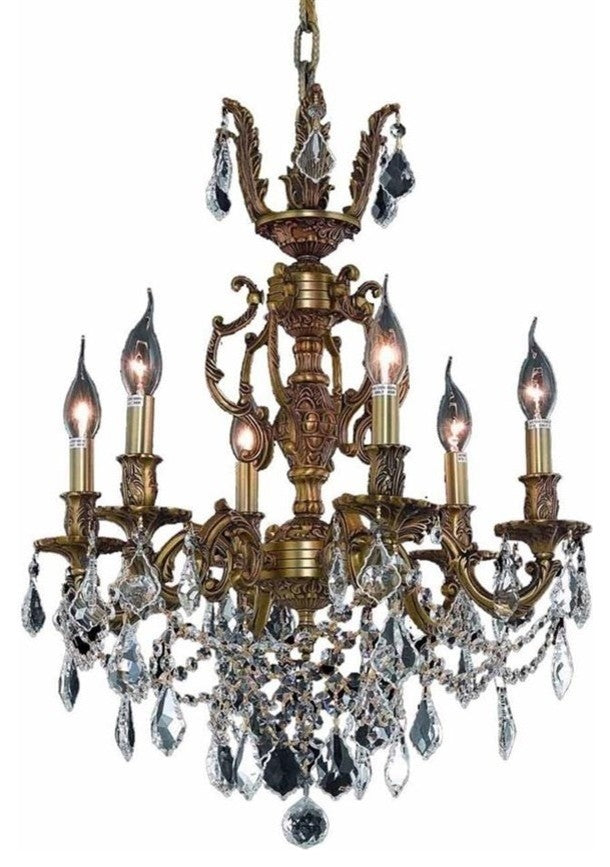 Elegant Marseille Dining Room Light, French Gold Finish With Royal Cut Crystal