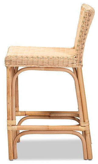 Athena Modern Natural Finished Rattan Counter Stool