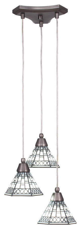 Europa 3-Light Cluster Pendalier, Brushed Nickel/Pewter Art