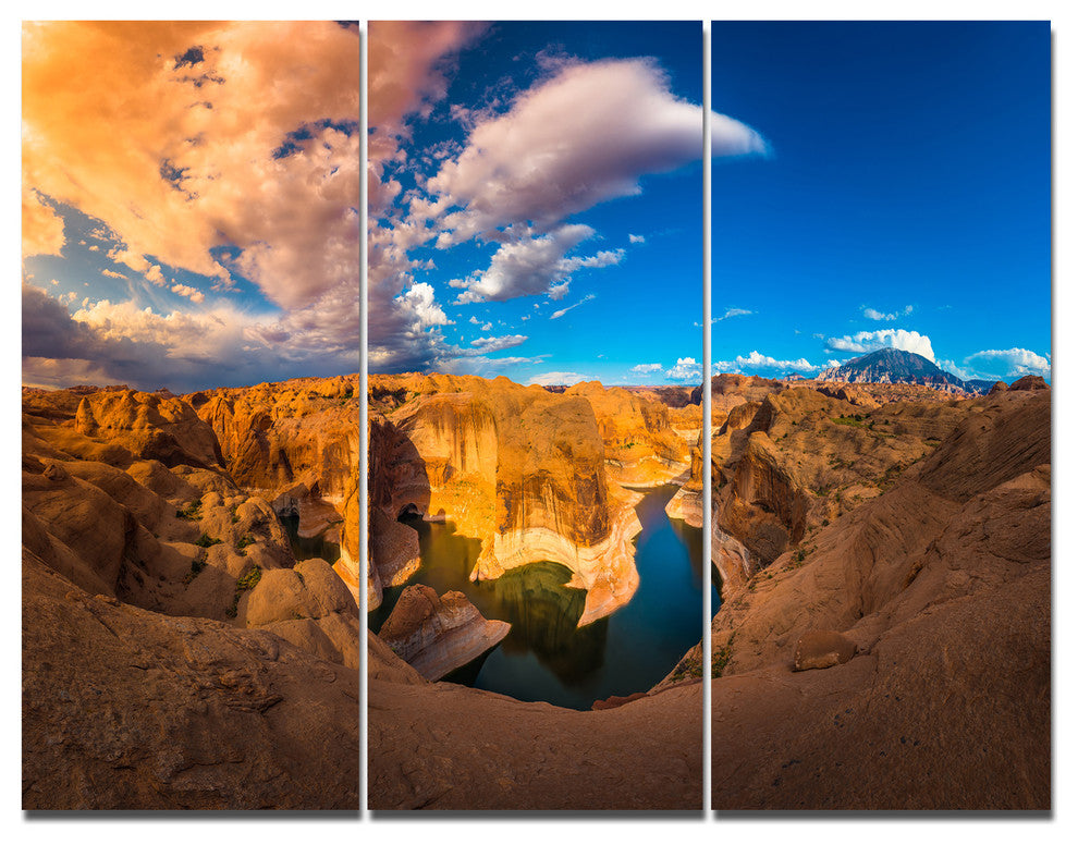 Reflection Canyon Lake Powell, Landscape Triptych Canvas Print, 36x28, 3 Panels