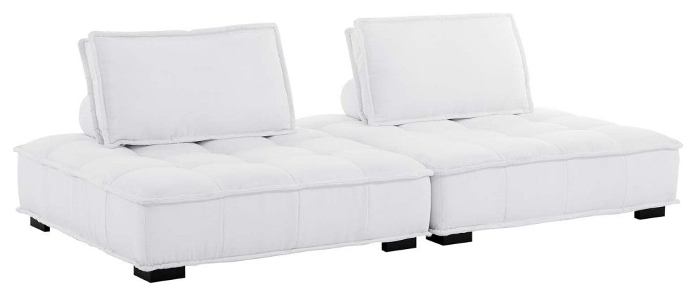 Saunter Tufted Fabric Fabric 2-Piece Loveseat White