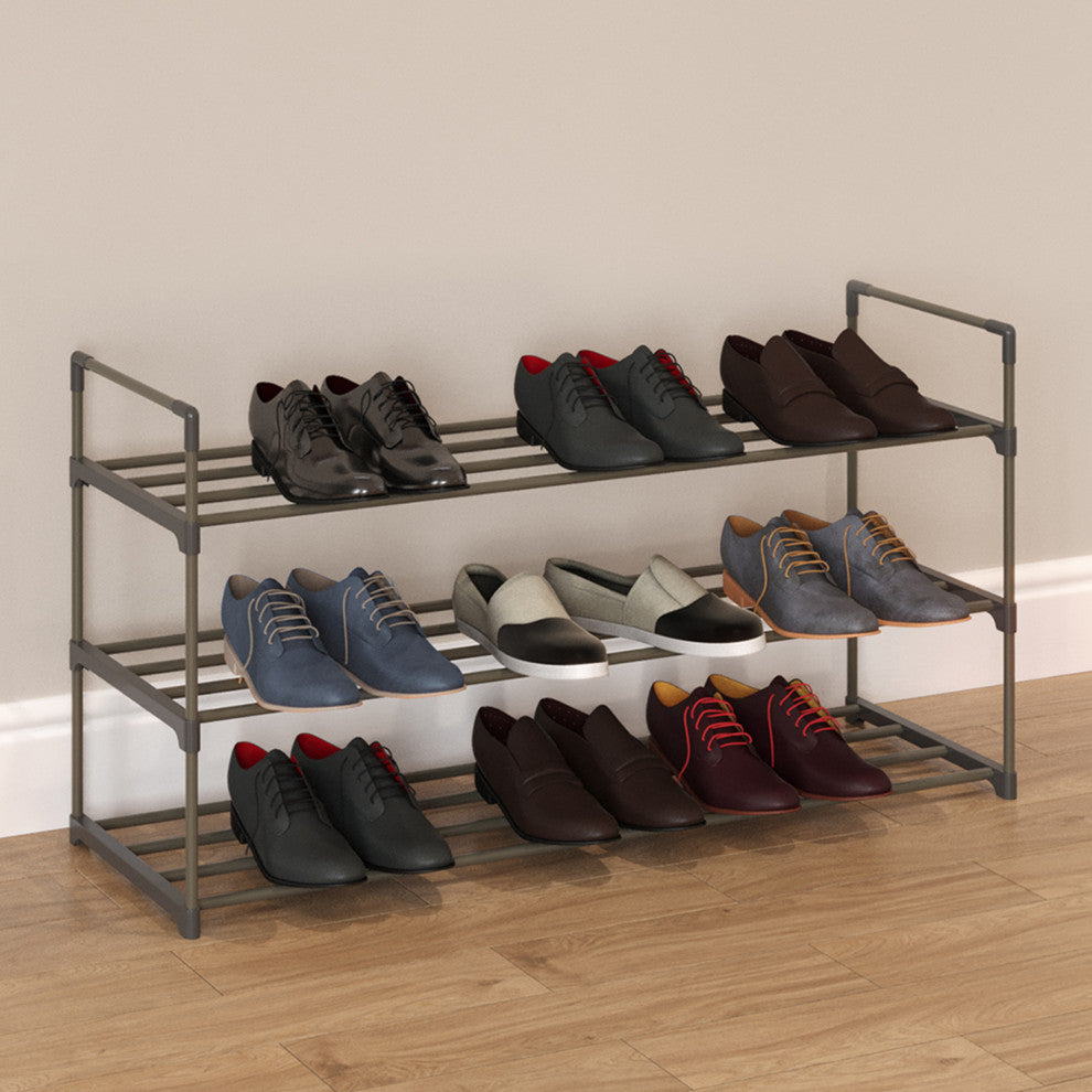 Shoe Rack 3-Tier Shoe Organizer for Closet, Bathroom, Entryway Holds 15 Pairs