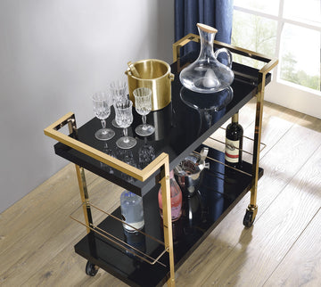 Alios Serving Cart With Black Gold Frame