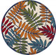5' Round Ivory And Blue Round Floral Indoor Outdoor Area Rug