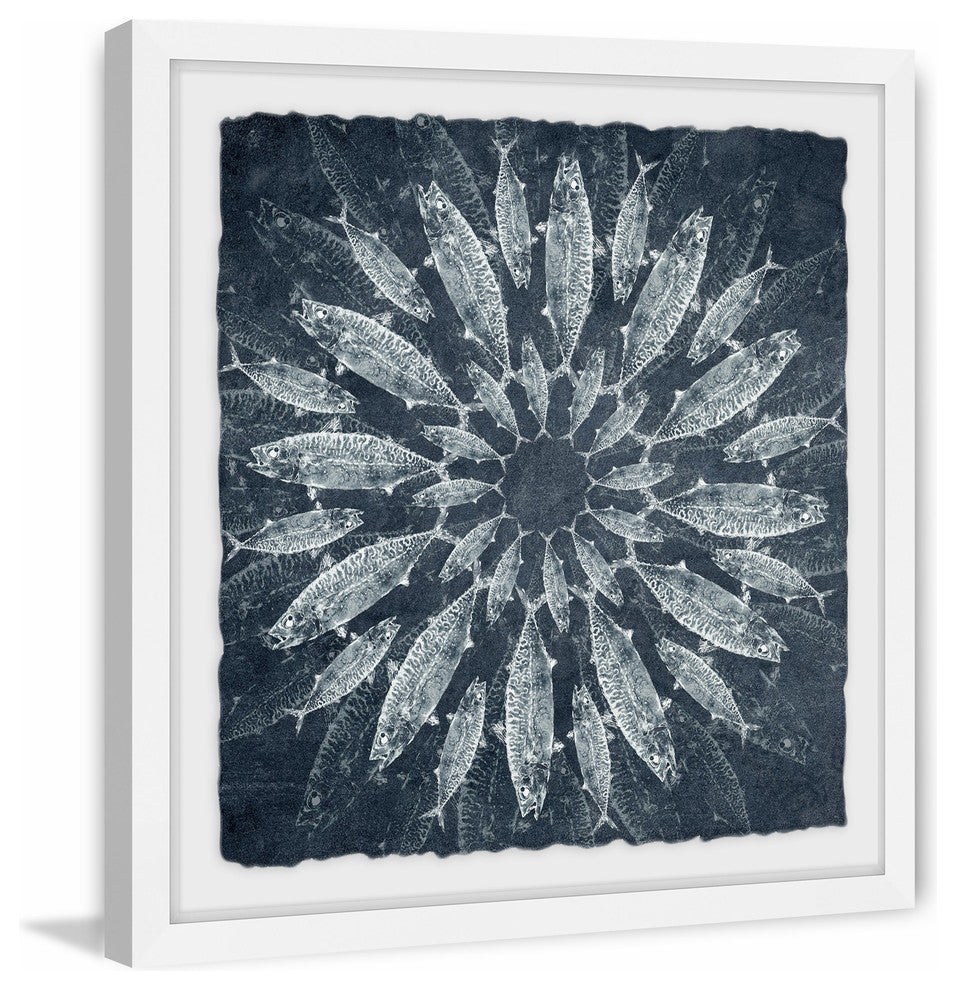 "White Burst" Framed Painting Print, 32"x32"