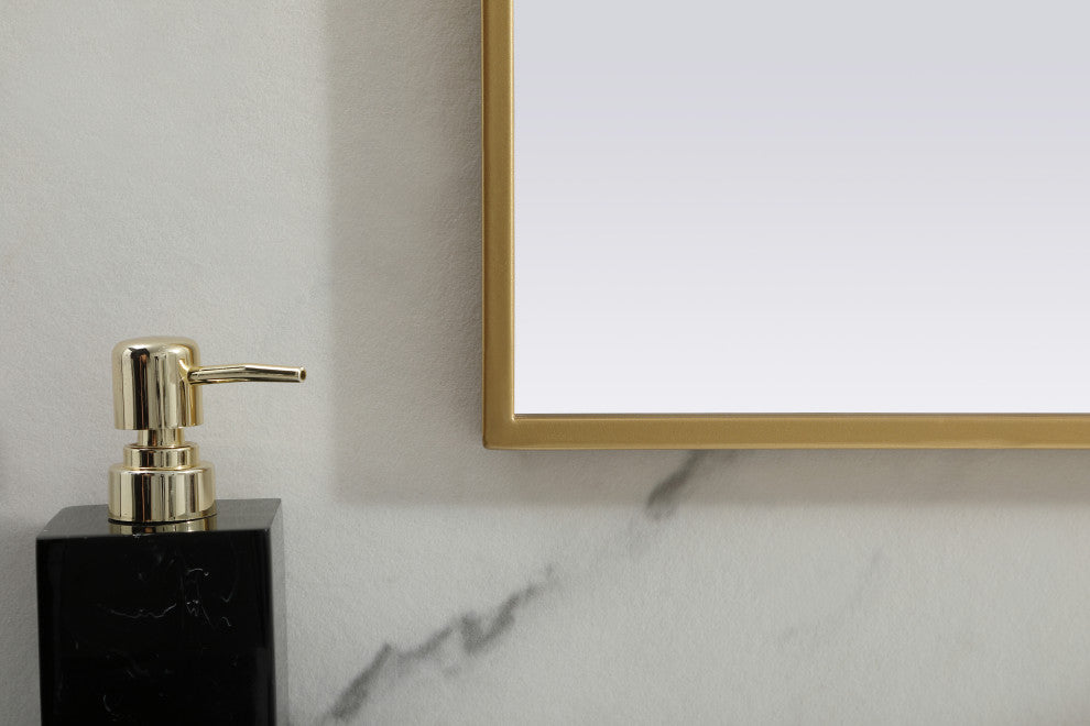 Metal Frame Arch Mirror 36X24 Inch, Brass