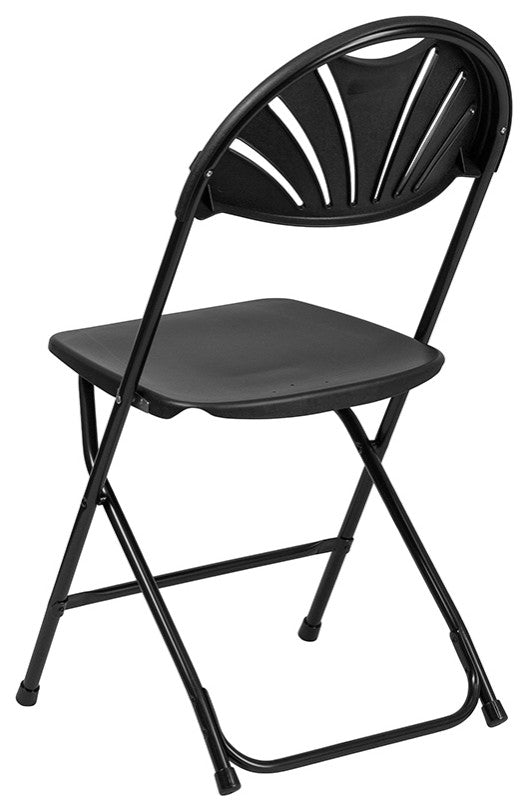 2 Pack HERCULES Series 650 lb. Capacity Plastic Fan Back Folding Chair, Black