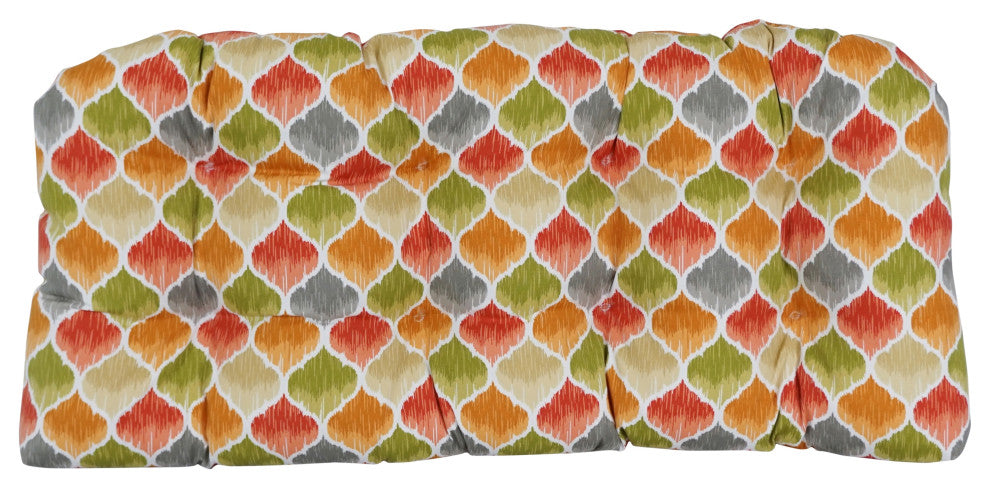 42"X19" U-Shaped Patterned Polyester Tufted Settee/Bench Cushion, Denali Sunset