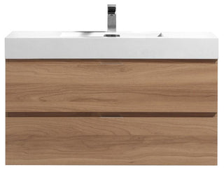 Bliss 30'' Wall Mount Modern bathroom Vanity, Honey Oak, 30''