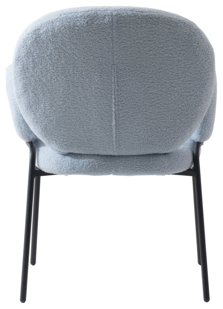 Celestial Boucle Dining Chairs Modern Upholstered with Iron Legs, Blue