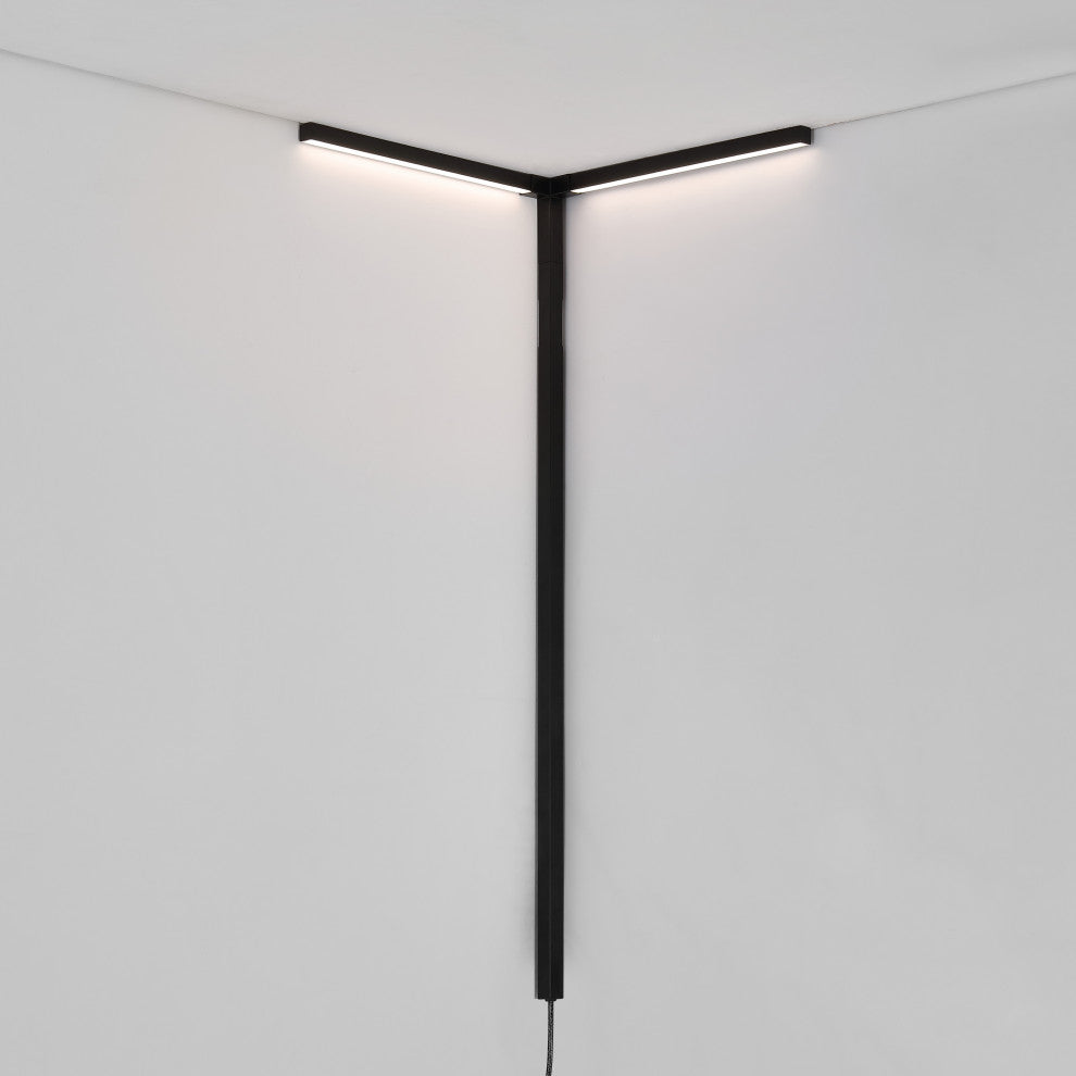 2-Light Modern Minimalist Iron Integrated Plug-In LED Sconce for Ceiling Corner