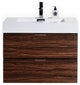 Bliss 30" Walnut Wall Mount Modern Bathroom Vanity