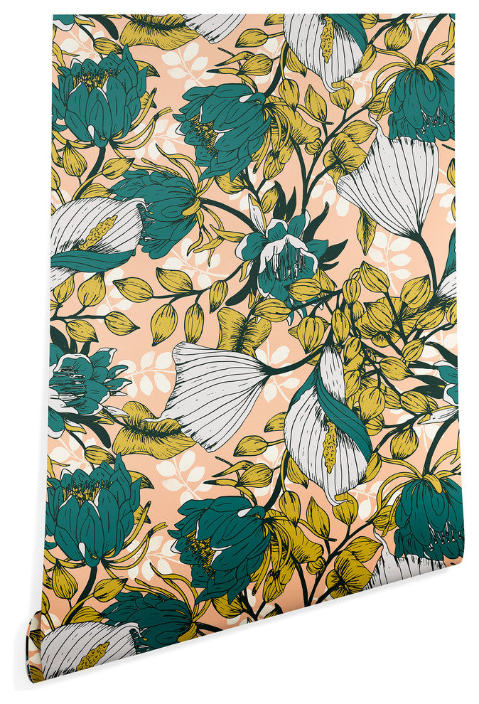 Deny Designs Marta Barragan Camarasa Tropical Bloom Wallpaper, Green, 2'x4'