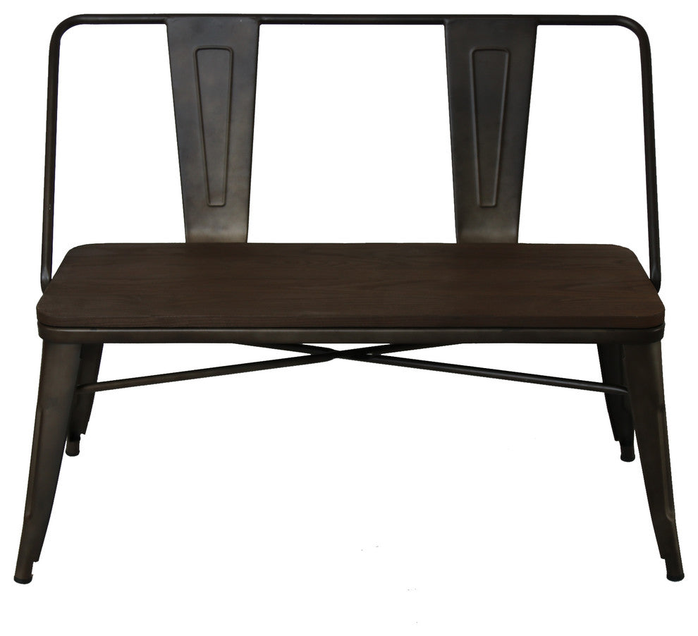 Rooney Antiqued Metal and Wood Dining Bench