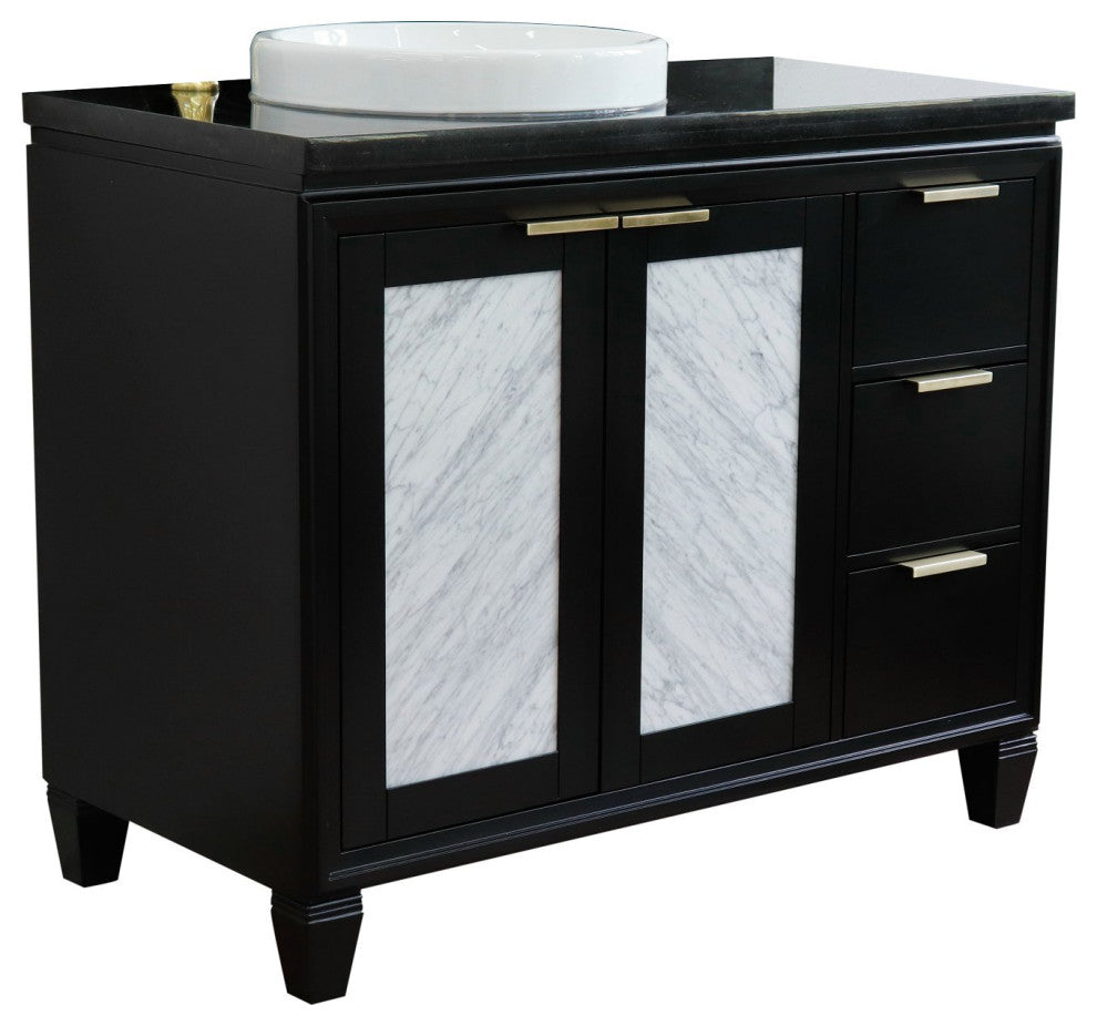 43" Single Vanity, Black Finish With Black Galaxy