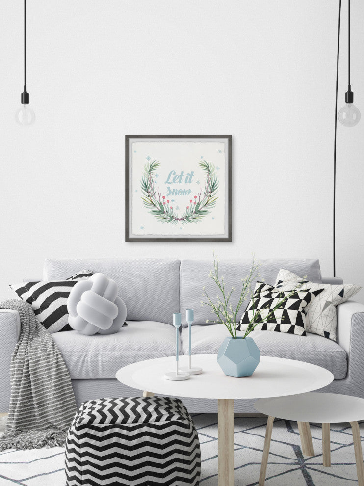 "Let It Snow Wreath" Framed Painting Print, 32x32