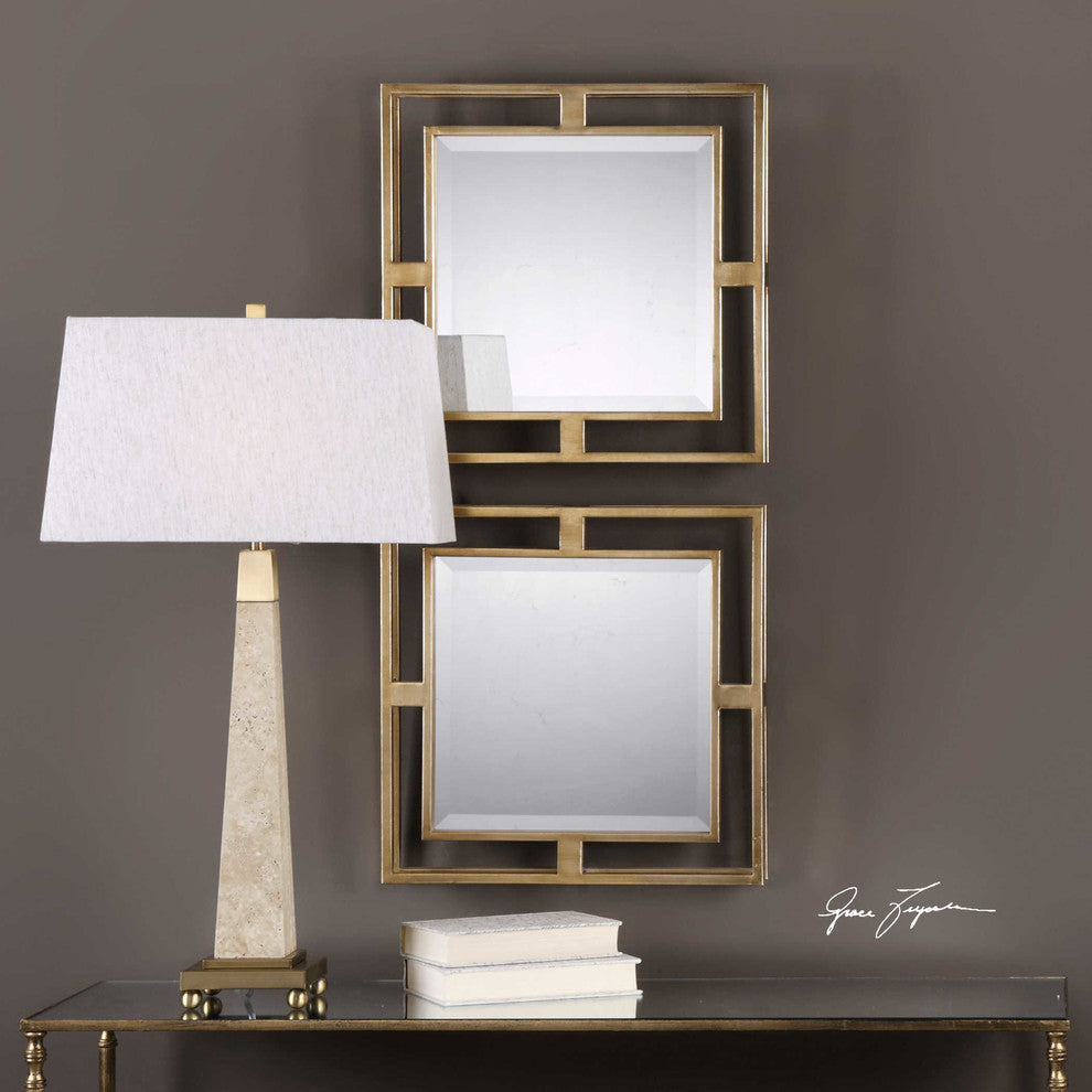 Uttermost Allick Gold Square Mirrors S/2