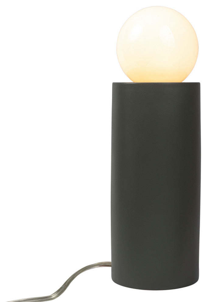 Tall Pillar Table Lamp, Pewter Green