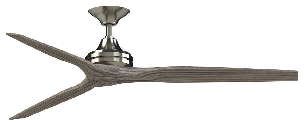 Fanimation Spitfire 64" Fan, Brushed Nickel Motor, Weathered Wood Blades