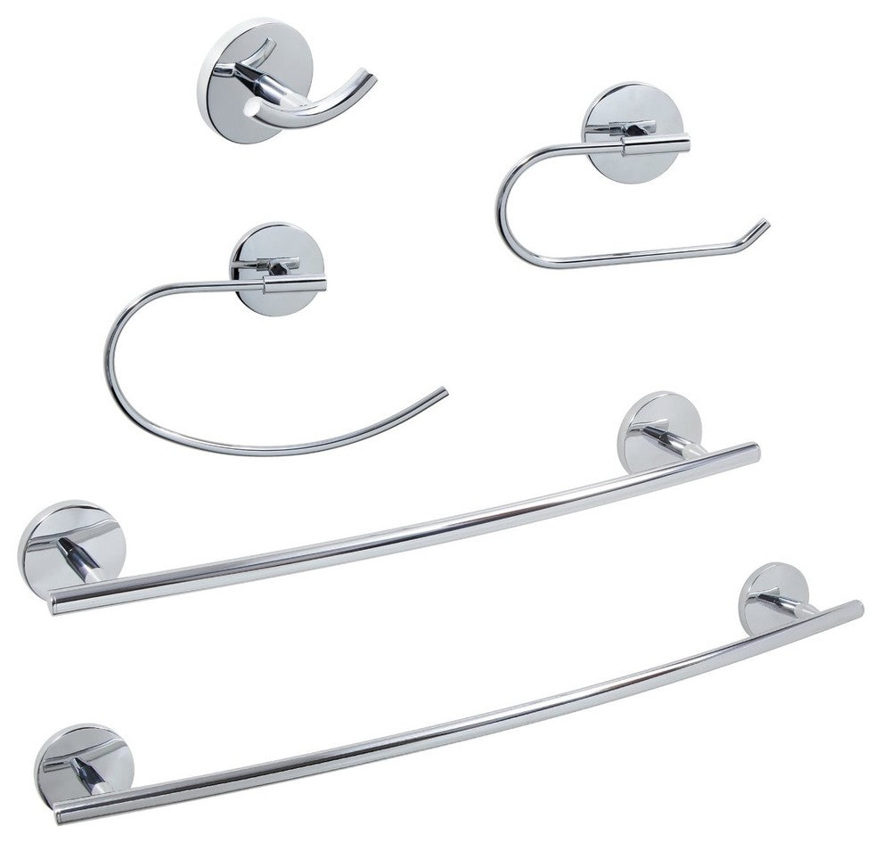 Dyconn Faucet Bathroom Accessories Hardware 5pcs Set Polished Chrome (Towel Bar