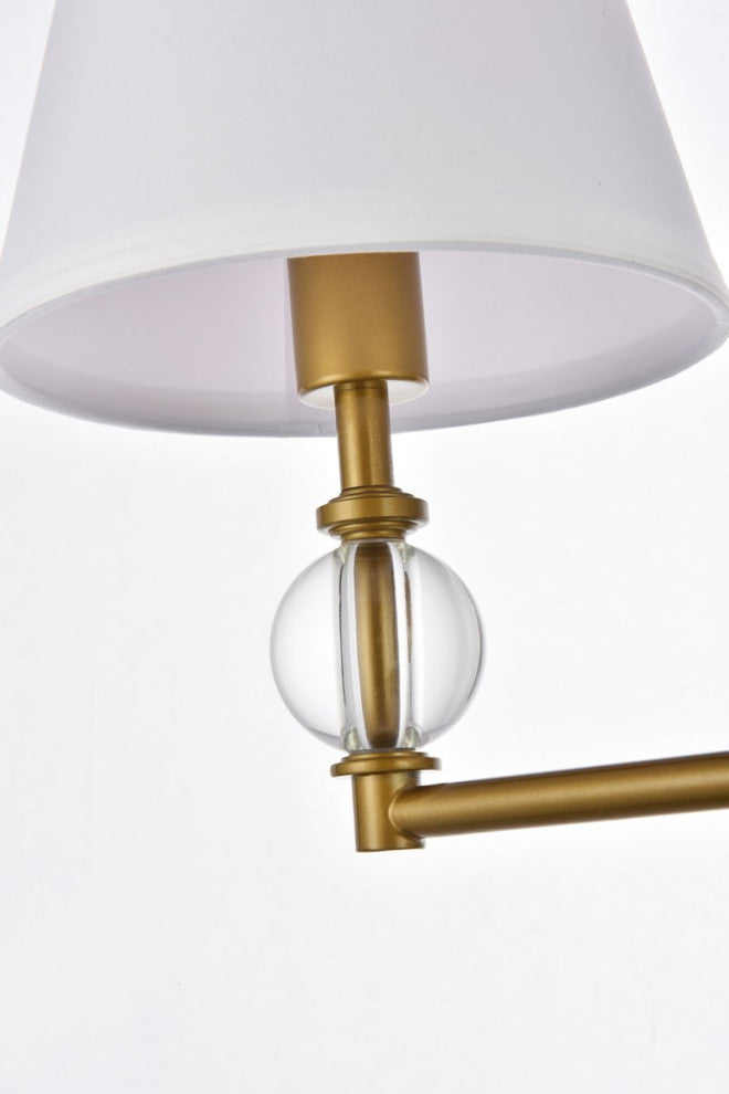 Beau 3-Light Bath Sconce, Brass With White Fabric Shade