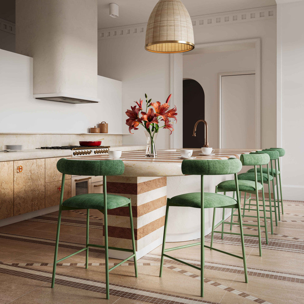 Liliana Velvet Stool, Green, Counter