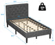 Costway Twin Upholstered Bed Frame Diamond Stitched Headboard Wood Slat Support