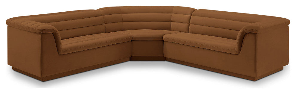 Cascade Upholstered Modular Sofa, Saddle, Velvet, Corner Sectional