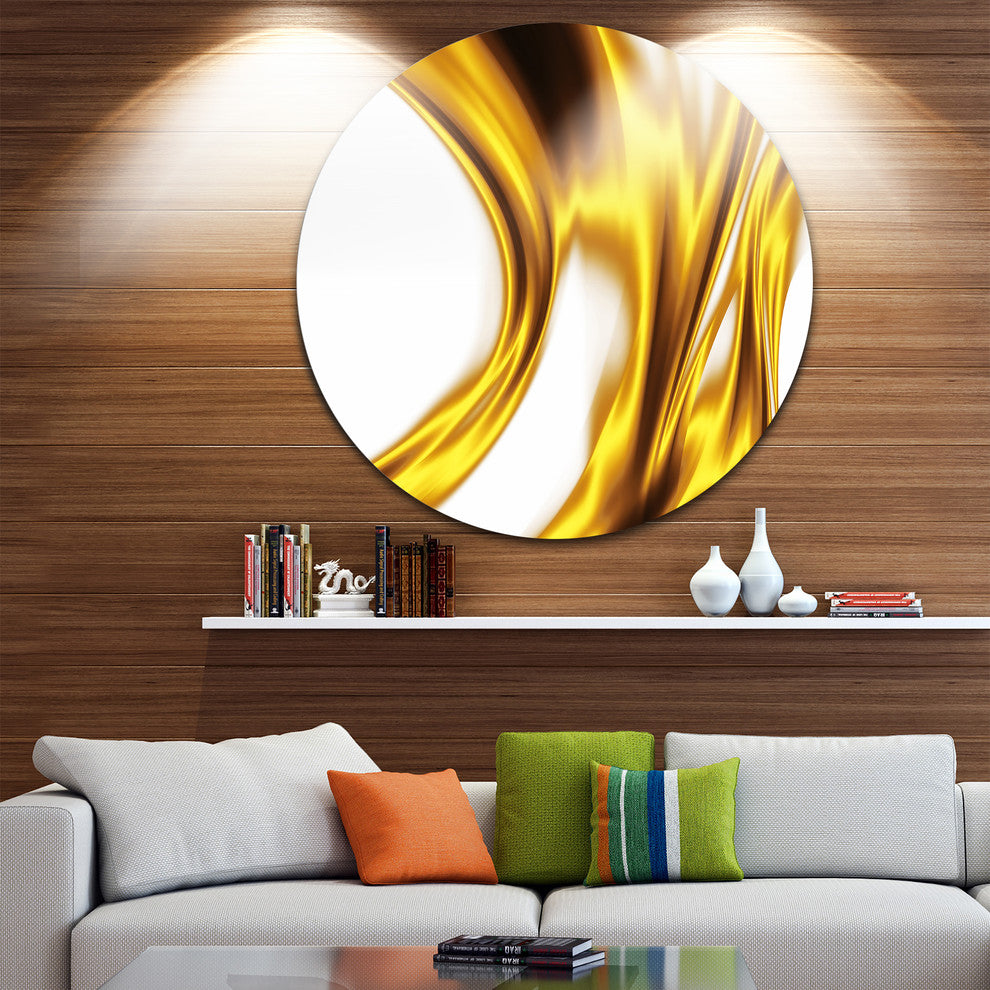 Bright Gold Texture Pattern, Abstract Digital Round Metal Wall Art, 11"