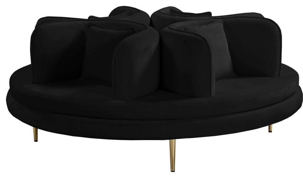 Circlet Velvet Upholstered Roundabout Sofa, Black