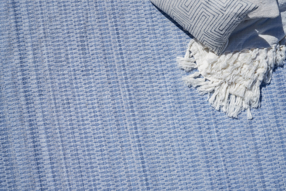 Florence Indoor/Outdoor Handmade Flatwoven PET yarn Light Blue Area Rug, 3'x5'