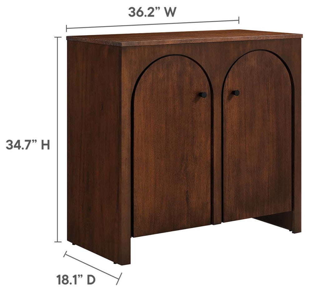 Appia 2-Door Arched Door Storage Cabinet - Walnut