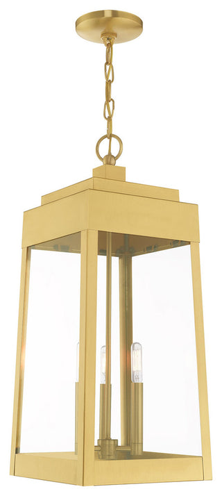 Transitional Outdoor Pendant Lantern, Satin Brass