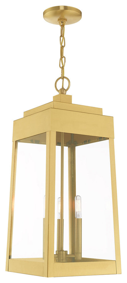 Transitional Outdoor Pendant Lantern, Satin Brass