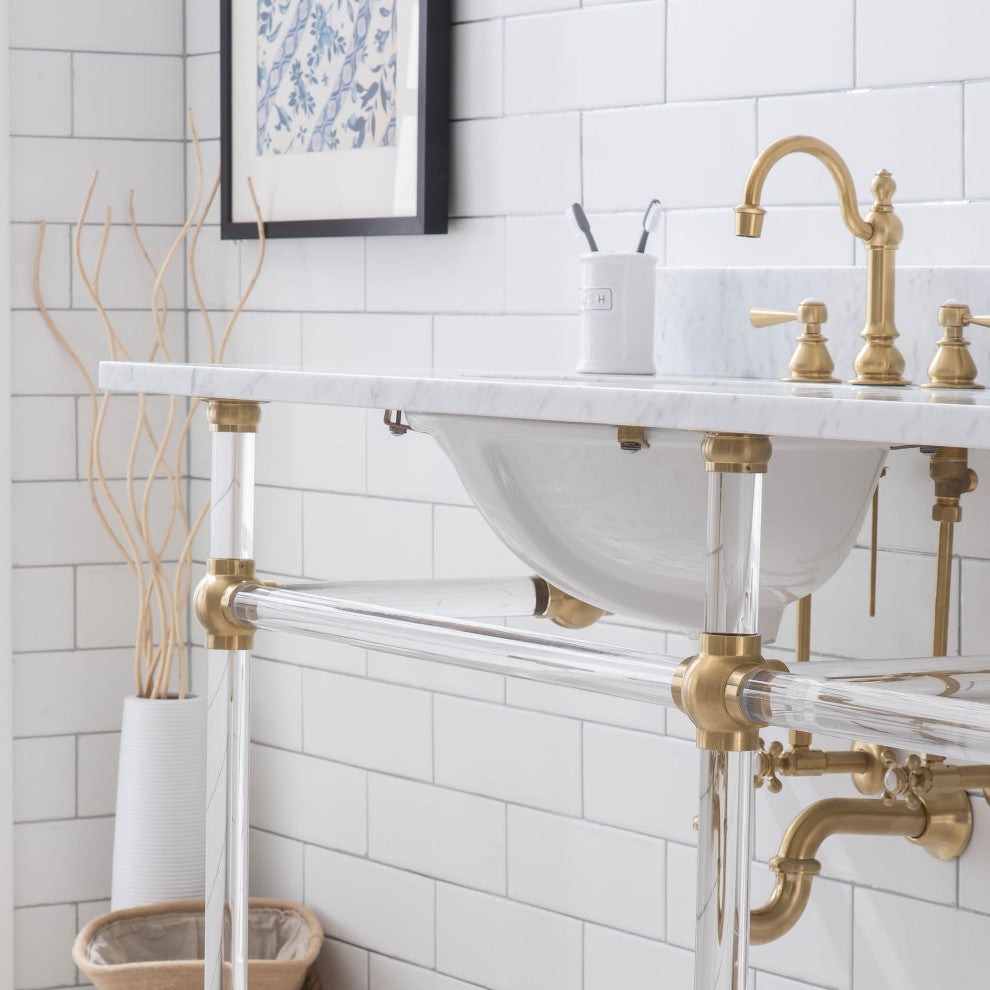 Empire 72" Wide Double Wash Stand, P-Trap, Countertop With Basin