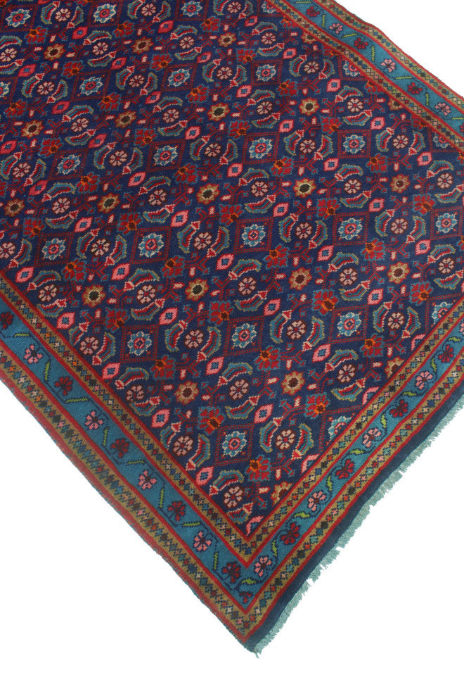 Fine Vintage Distressed Malena Navy/Blue-Green Runner, 3'9x10'5