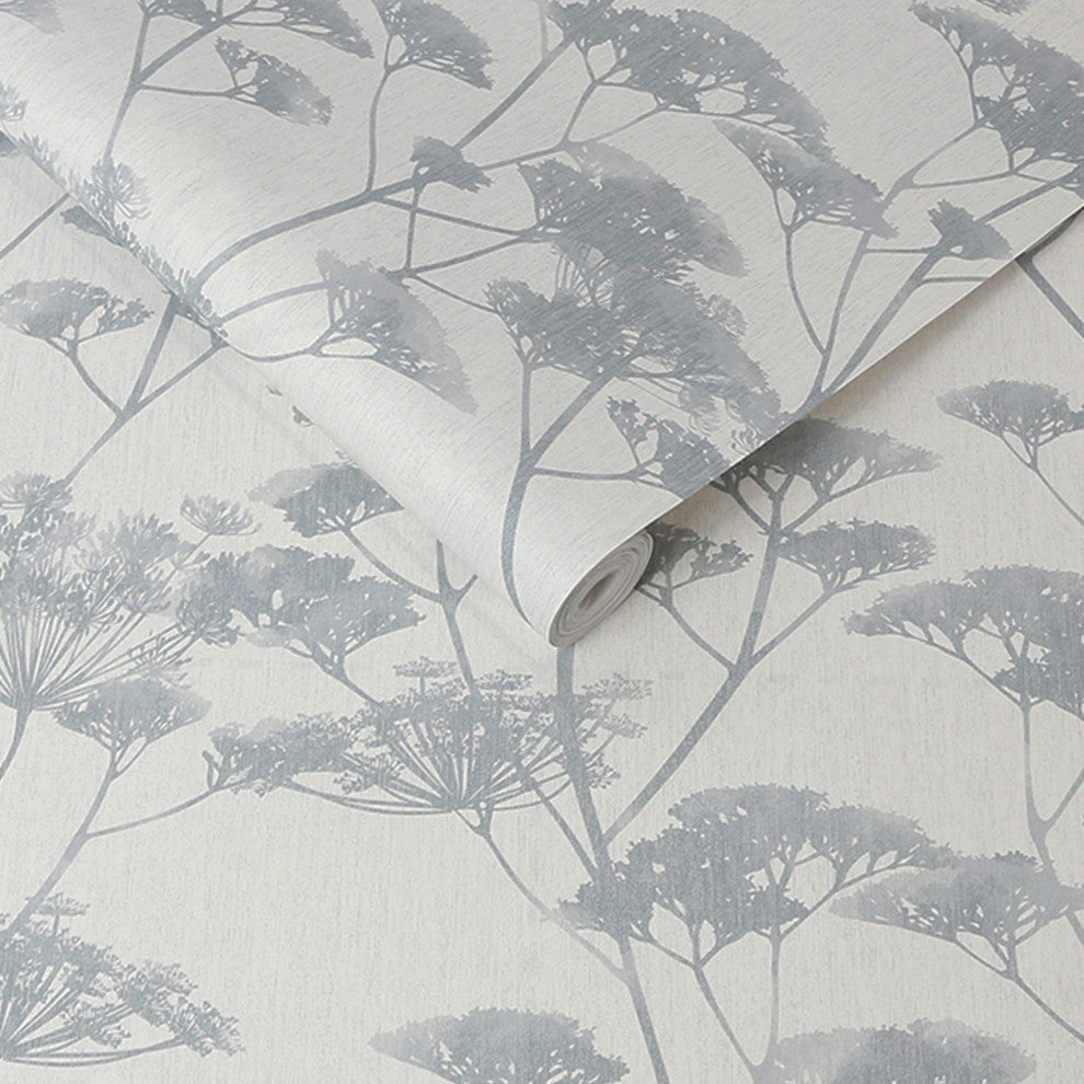 Meadow Silhouette Blue and Grey Wallpaper